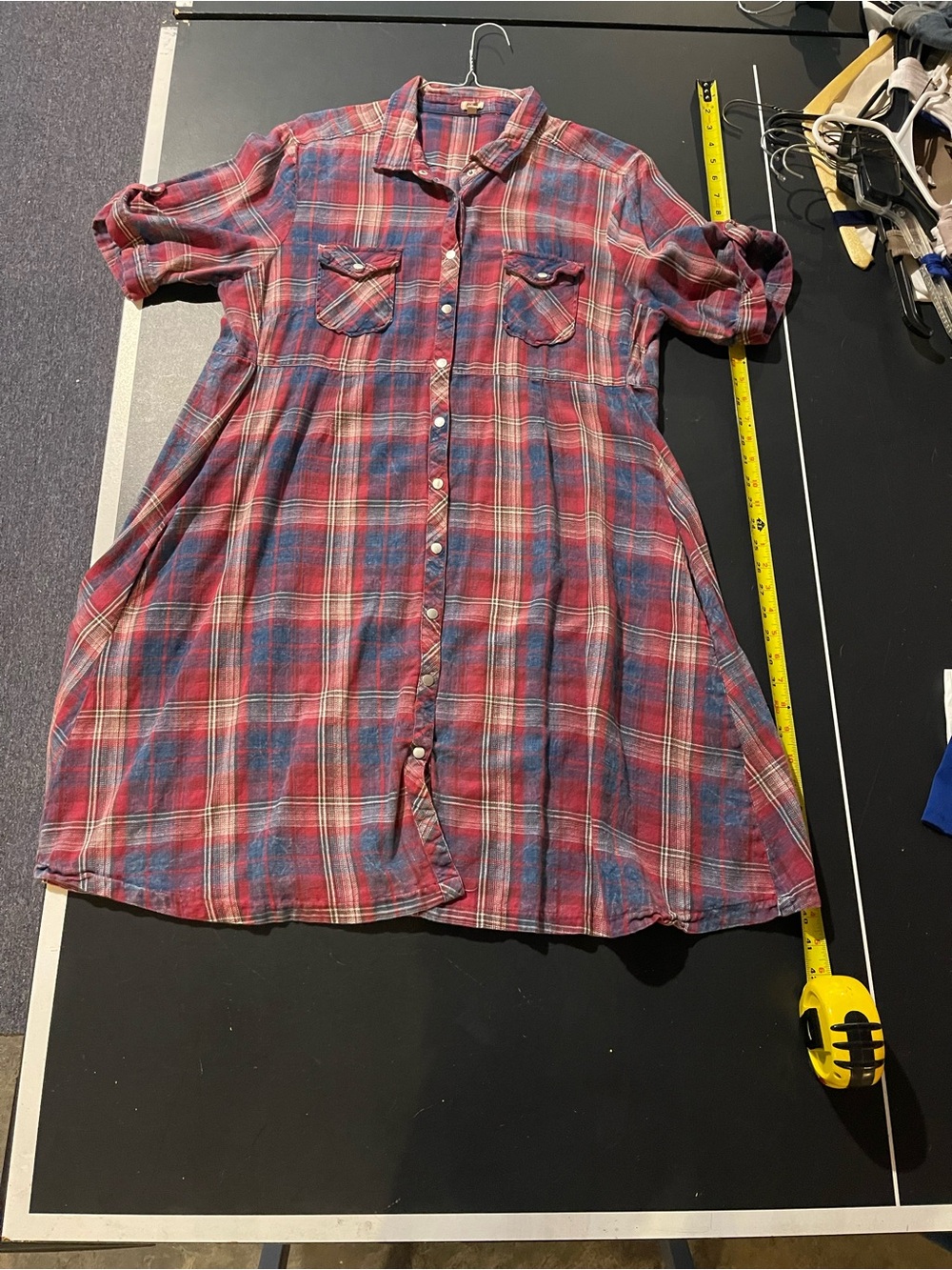 Reba Red and Blue Plaid Button-Front Dress